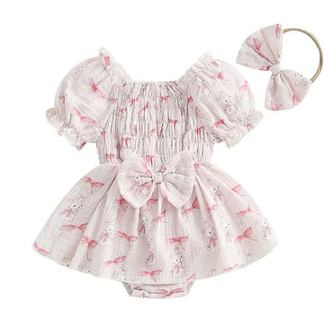 Puff Sleeve Easter Baby Romper Pink 0-3 M