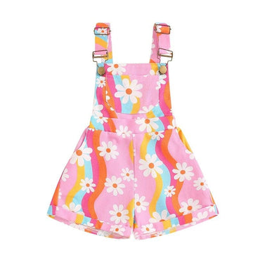 Sleeveless Straps Floral Toddler Romper Pink 9-12 M