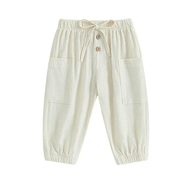 Solid Pockets Toddler Pants Beige 9-12 M
