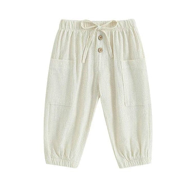 Solid Pockets Toddler Pants Beige 9-12 M