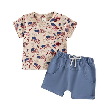 Short Sleeve Independence Day Baby Set