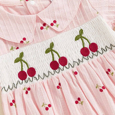 Short Sleeve Cherry Collar Baby Romper