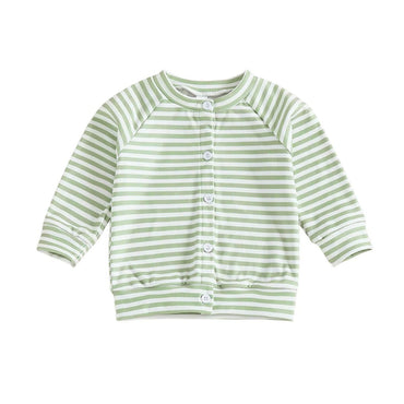 Long Sleeve Striped Toddler Cardigan Green 9-12 M
