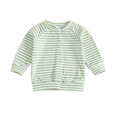 Long Sleeve Striped Toddler Cardigan Green 9-12 M