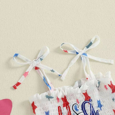 USA Stars Tie Straps Toddler Dress