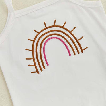 Sleeveless Rainbow Ruffled Shorts Baby Set