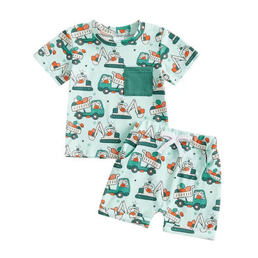 Short Sleeve Easter Vibes Baby Set Green 3-6 M