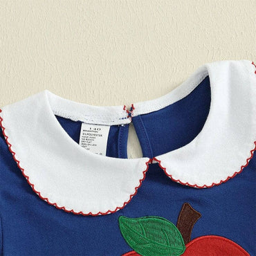 Puff Sleeve Navy Apple Toddler Dress