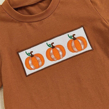 Short Sleeve Halloween Plaid Shorts Baby Set