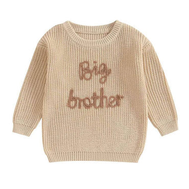 Big Brother Knitted Toddler Sweater Khaki 12-18 M