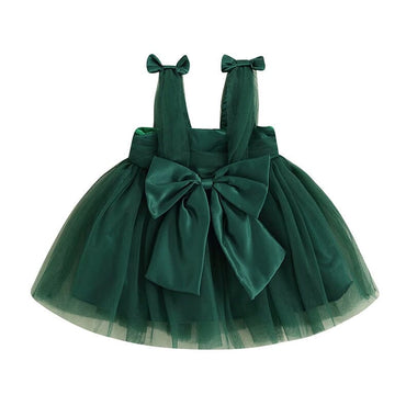 Christmas Bow Tulle Baby Dress Green 3-6 M