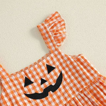 Fly Sleeve Halloween Checkered Toddler Set