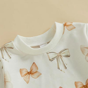 Long Sleeve White Bows Baby Set