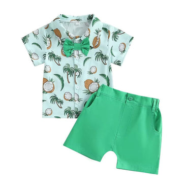 Short Sleeve Coconut Gentleman Toddler Set Green 12-18 M