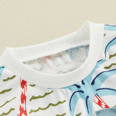 Palm Trees Solid Shorts Baby Set