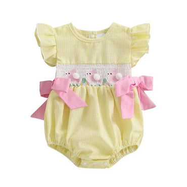 Fly Sleeve Easter Baby Romper Yellow 0-3 M