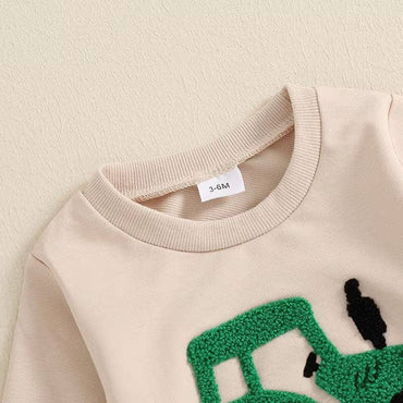 Long Sleeve Tractor Solid Pants Baby Set