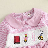 Long Sleeve Collar Back To School Toddler Dress