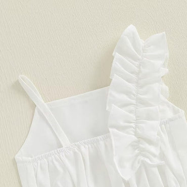 White Crop Top Striped Shorts Toddler Set