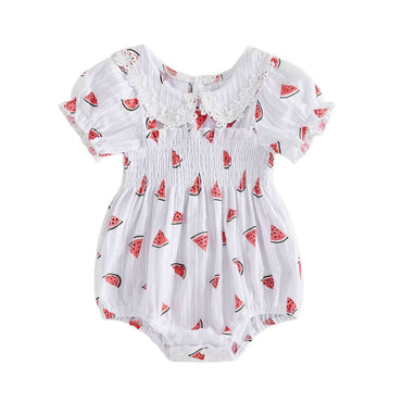 Watermelon Lace Baby Romper White 0-3 M