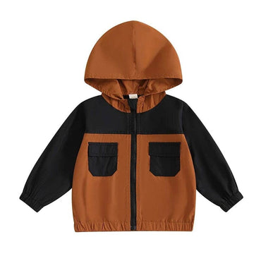 Pockets Zip-Up Hooded Toddler Jacket Brown 9-12 M