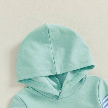 Color Block Striped Hoodie Baby Set