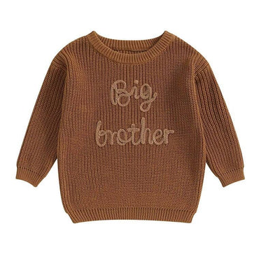 Big Brother Knitted Toddler Sweater Brown 12-18 M
