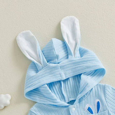 Short Sleeve Bunny Ears Hooded Romper