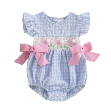Fly Sleeve Easter Baby Romper Blue 0-3 M