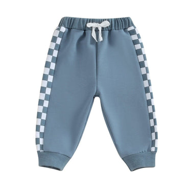 Solid Checkered Baby Pants Blue 3-6 M 