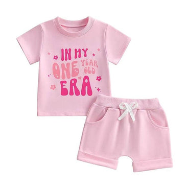 Short Sleeve First Birthday Era Baby Set Pink 9-12 M