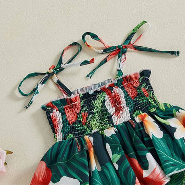 Tie Shoulder Floral Toddler Jumpsuit