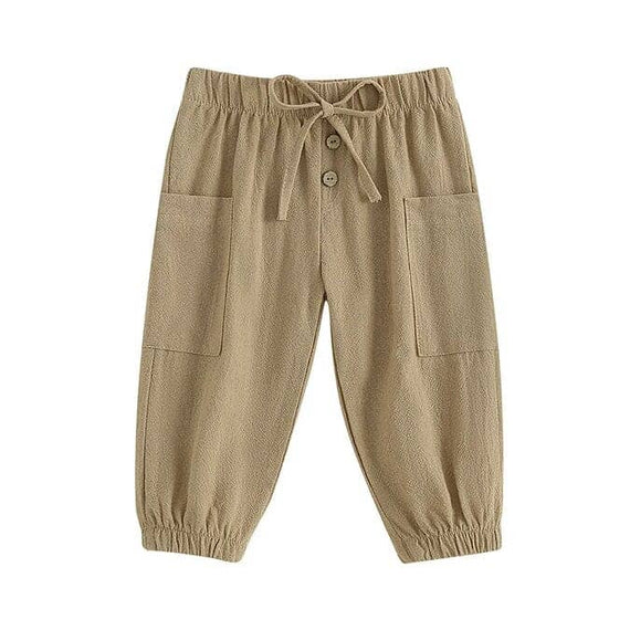 Solid Pockets Toddler Pants Khaki 9-12 M