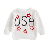 USA Stars Knitted Baby Sweater White 0-3 M