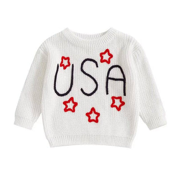 USA Stars Knitted Baby Sweater White 0-3 M