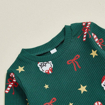 Long Sleeve Christmas Waffle Baby Set