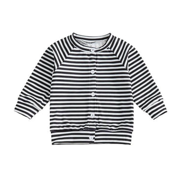 Long Sleeve Striped Toddler Cardigan Black 9-12 M