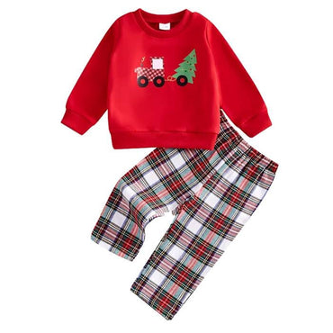 Tractor Plaid Pants Toddler Set 12-18 M