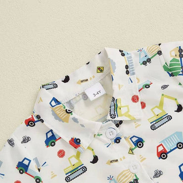 Short Sleeve Trucks Gentleman Toddler Set