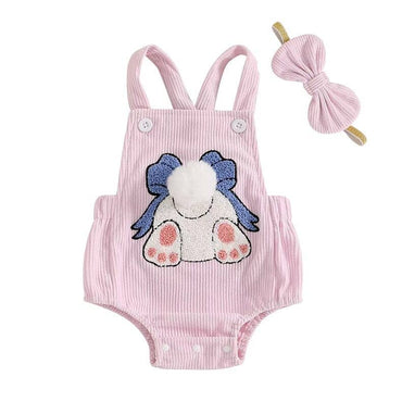 Fluffy Tail Bunny Baby Romper Pink 0-3 M