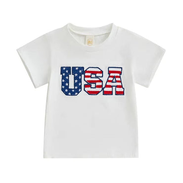 Short Sleeve USA Toddler Tee White 9-12 M