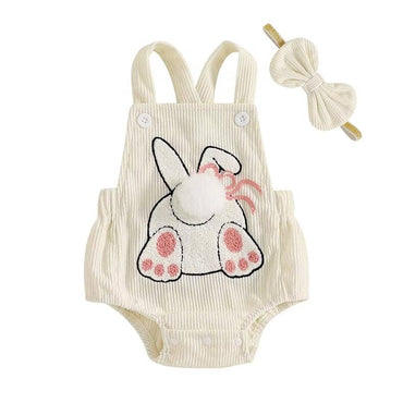 Fluffy Tail Bunny Baby Romper Beige 0-3 M