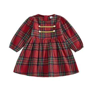 Long Sleeve Christmas Plaid Toddler Dress