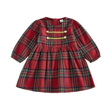 Long Sleeve Christmas Plaid Toddler Dress