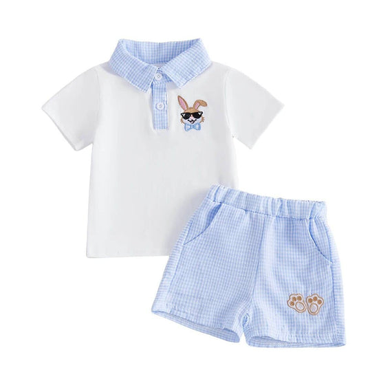 Short Sleeve Collar Easter Toddler Set