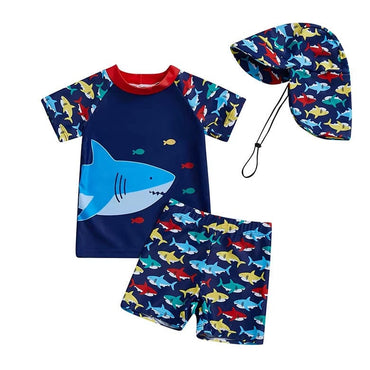 Short Sleeve Shark Toddler Swimsuit Blue 3-6 M