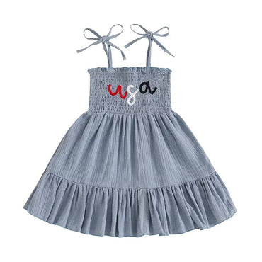 Tie Shoulder USA Toddler Dress Blue 12-18 M