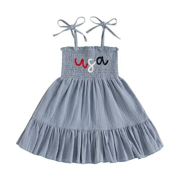 Tie Shoulder USA Toddler Dress Blue 12-18 M