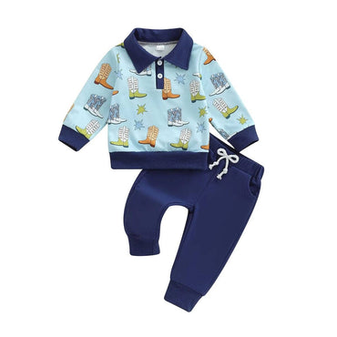 Long Sleeve Western Collar Toddler Set