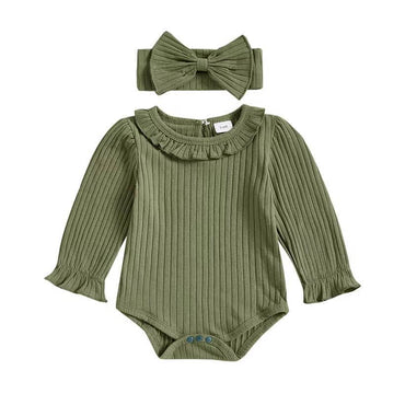 Long Sleeve Green Collar Baby Romper